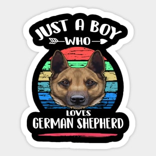 Just A Boy Who Loves German Shepherd Vintage Sticker